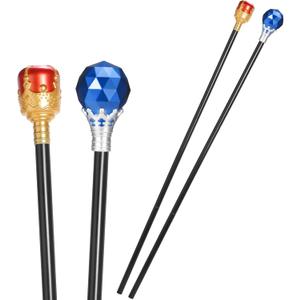 Ferreve 2 Pcs Adult Prom King Queen Scepter Set Royal Red Plastic Wand Princess Prince Scepter Wand Adult Prom Medieval Dress up Accessory(Red and Blue)