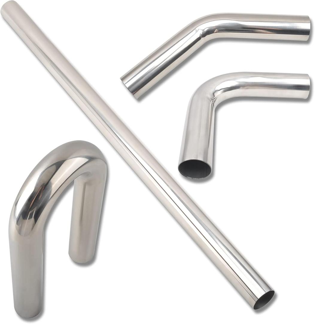 4 Inch DIY Custom Mandrel Exhaust Pipe Tube Pipe, 40 Inch Straight Pipe, 4''OD Straight & Mandrel Bend Pipe(45/90/180 Degree) Kits, T304 Stainless Steel, Universal Fitment - 4PCS