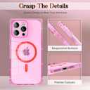 IAIYOXI Rectangle Edge Magnetic Clear Case for iPhone 14 Pro, Compatible with MagSafe, Full Camera Protection & Reinforced Corners, Thin Slim Shockproof TPU Phone Cover for Women Girls, Pink