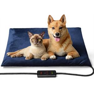 Toozey Large Pet Heating Pad, 6 Adjustable Temperature Dog Cat Heating Pad with Timer, Waterproof Heated Dog Bed with Chew Resistant Cord, Indoor Electric Pet Heated Mat 35x24in (Navy Blue)