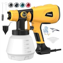 Paint Sprayer 1000W High Power Electric Spray Paint Gun with Adjustable Spray Width Knob 4 Nozzles and 3 Patterns Easy to Clean for Furniture Home Interior House Painting Yellow