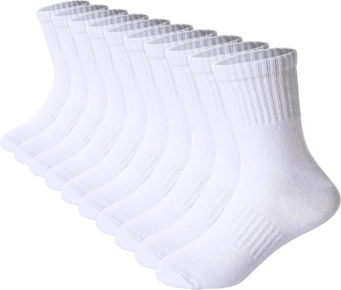 DoSmart Kids Athletic Crew Socks Boys Girls Classics Cotton School Uniform Childs Sports Breathable Casual Socks 10 Pairs (9-12 Years)