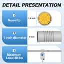 CorkLatta Silver Shower Curtain Rod 31 to 68 Inch,1 Inch Diameter Adjustable Spring Tension Stainless Steel Telescoping Rod,Easy Install,No Rust