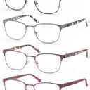 Reading Glasses Women Small Head/Petite Face Blue Light Blocking Metal Readers Lightweight Cheater Glasses 130mm Width (4 Mix Color)