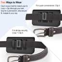 Leather Cell Phone Holster with Card Holder and Belt Clip Protective Case for iPhone Pro Max, Plus 17 16 15 14 13 12 16e, Samsung Galaxy FE, Plus S25 S24 S23 S22, L-Black