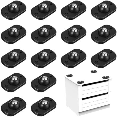 16 Pcs Self Adhesive Caster Wheels, 360°Swivel Mini Caster Wheels for Small Appliances, Appliance Rollers for Kitchen, Air Fryers, Coffee Makers, Trash Can, Storage Boxes (Black)