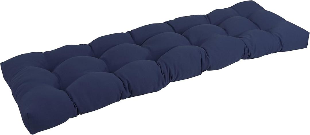 Blazing Needles Twill Tufted Bench Cushion, 55" x 19", Navy