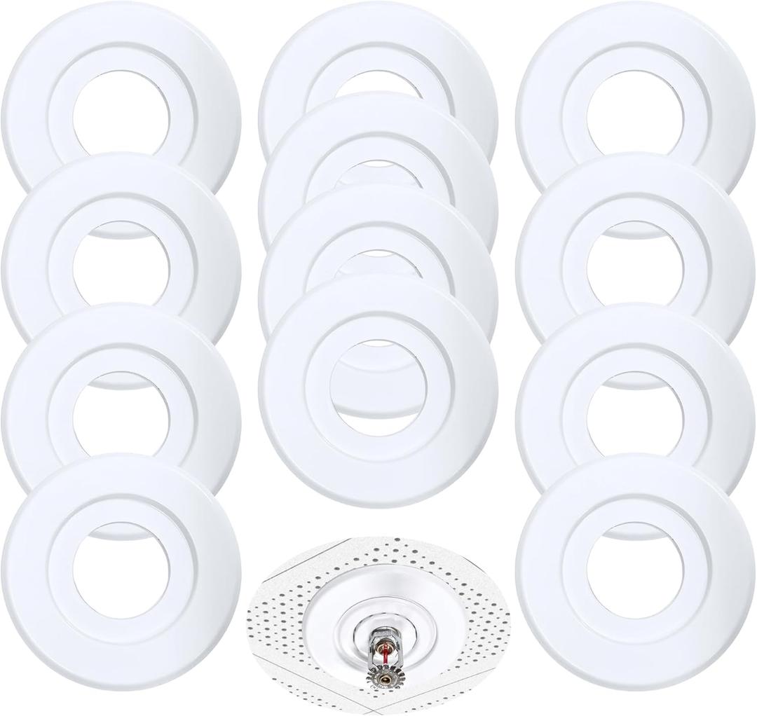 Extension Trim Ring for Recessed Fire Sprinkler Escutcheons - White Oops Ring Cover Holes Up to 5 Inches when Paired with Recessed Escutcheon - Covers Miscuts, Damaged Drywall Around Sprinkler Heads (12-Pack)