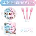 48Pcs Gender Reveal Decorations Boots or Bows Baby Gender Reveal Plates Napkins Forks Decorations Set for 16 Guests (blue and pink)