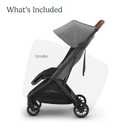 UPPAbaby Minu V3 Travel Stroller - Lightweight + Compact Design - One-Hand Fold + Unfold - from Birth + Overhead Compatible - Greyson (Charcoal Mlange/Carbon Frame/Saddle Leather)