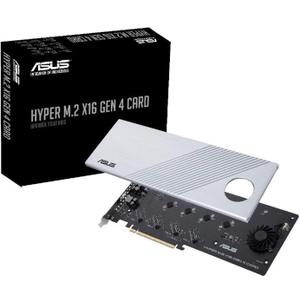 ASUS Hyper M.2 X16 PCIe 4.0 X4 Expansion Card Supports 4 NVMe M.2 (2242/2260/2280/22110) up to 256Gbps for AMD 3rd Ryzen sTRX40, AM4 Socket and Intel VROC NVMe Raid