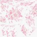 3Pcs Pink Floral Tablecloth, 52 x 87 Inch Vintage Flower Table Cover, Rectangle Floral Table Cover, Pink and White Porcelain Tablecloth for Spring Tea Wedding Shower Birthday Party