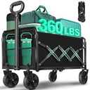 Collapsible Wagon Cart with Wheels Foldable  Lightweight 360LBS Heavy Duty Folding Utility Portable Beach Wagon with AllTerrain Wheels for Groceries Shopping Garden Sports Camping