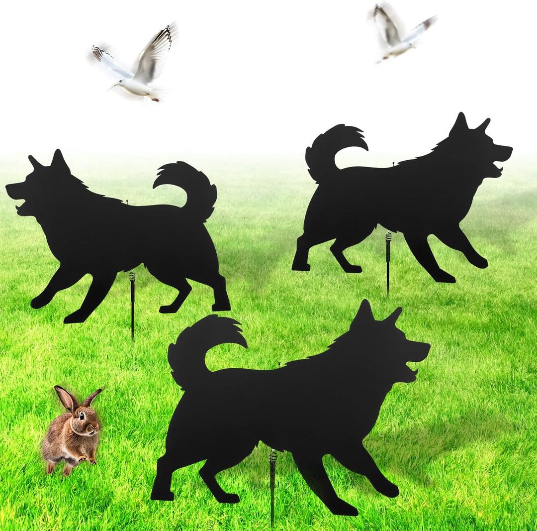 Qualirey 3 Sets Lone Dog Decoy, Goose Deterrent, Dog Decoy to Keep Away Pests for Outdoors, Replica Visual Scare Device, Yard Ornaments
