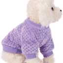 POMIU Dog Sweater, Dog Sweaters for Small Medium Dogs or Cat, Warm Soft Flannel Pet Clothes for Dogs Girl or Boy, Dog Shirt Coat Jacket (Peach+Purple+Rose, Large)