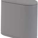 Sooyee 10 Liter Rectangular Plastic Trash Can Wastebasket with Press Type Lid, 2.4 Gallon Garbage Container Bin for Bathroom, Powder Room, Bedroom, Kitchen, Craft Room, Office, (Gray)