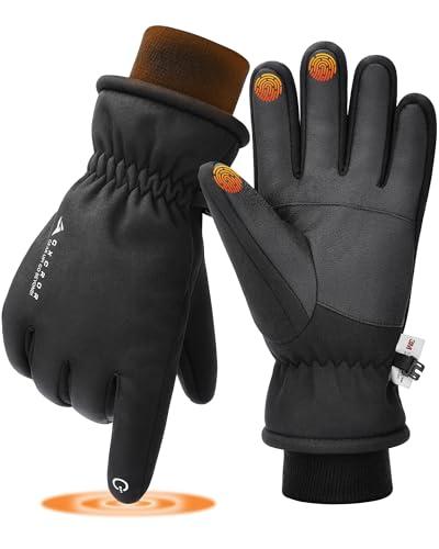 GXCROR Waterproof Ski Gloves for Men Women - Winter Warm Touchscreen Gloves for Cold Weather, Windproof for Snowboarding, Cycling & Outdoor Work, M