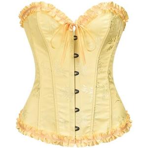 Moonight Corsets for Women Renaissance Floral Lace up Boned Overbust Corset Bustier Shapewear, Medium