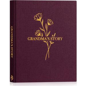 Lanpn Grandma Life Story Book Journal with 260+ Prompts, Linen Hardcover Grandmother Guided Journal Memory Keepsake Book to Fill Out, Birthday Mother's Day Christmas Gift for Grandmas, Purple