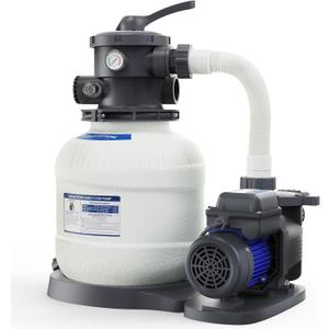 AQUASTRONG Sand Filter Pump for Above Ground Pool with Timer, 3/4 HP Pool Pumps Above Ground 3800 GPH for Pools up to 14000 GAL, 12in Pool Filter with 6-Way Valve, Improved Circulation and Filtration