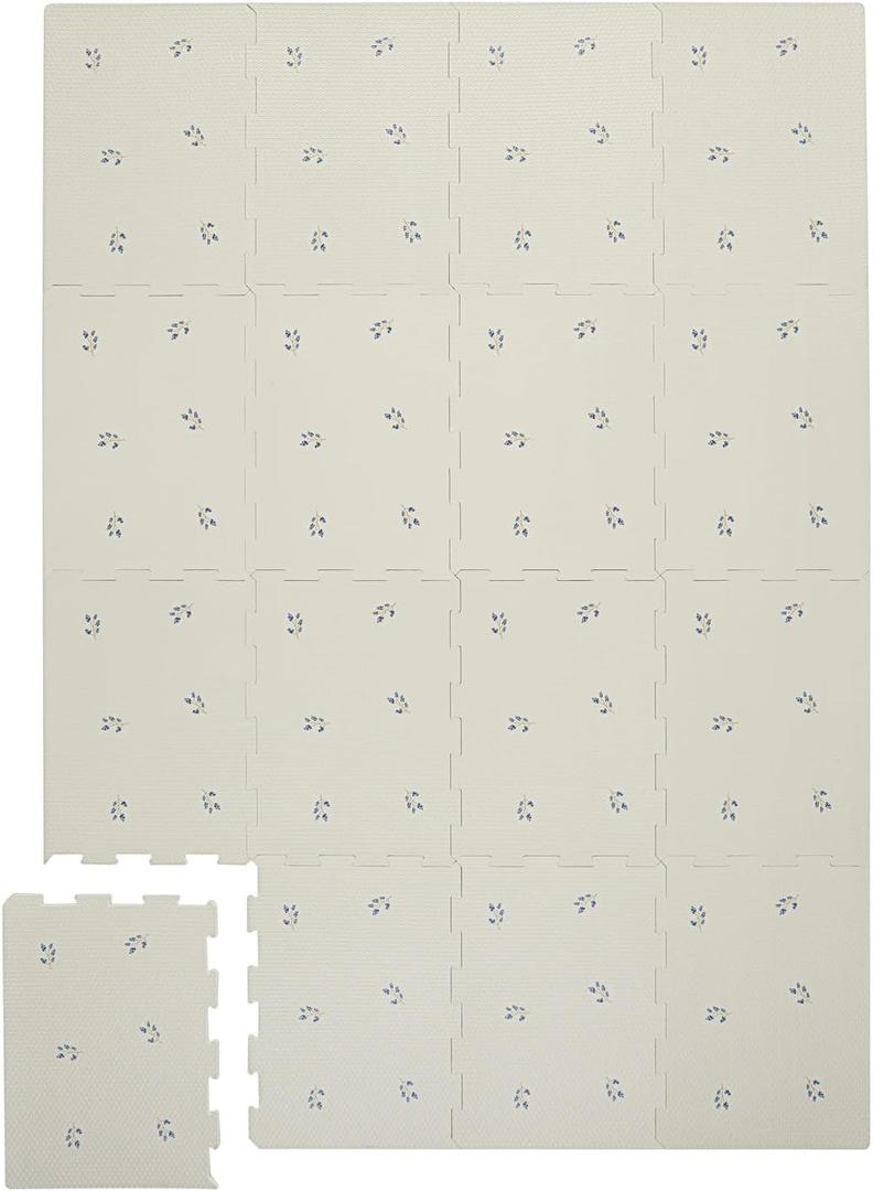 3 Sprouts Baby Foam Play Mat - Soft Foam Floor Tiles for Kids with Interlocking Puzzle Mats for Toddler Playroom - Safe 100% EVA Pads, Non-Toxic Waterproof Playmat - Blueberry Taupe