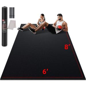 GymCope Large Exercise Mat for Home Workout,12x6/10'x6'/9'x6'/8'x6'/7'x5'/6'x4' (7mm) Extra Thick Workout Mat, High-Density Gym Mat for Cardio, Jump Rope, MMA, Weights (Shoe-Friendly)