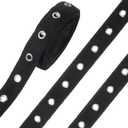 6.5 Yards Cotton Grommet Tape Eyelet Tape 1 inch Wide Eyelet Trim with Grommets Twill Tapes with Silver Eyelets Black Grommet Trim Eyelets Trimming Ribbon Strip for Sewing Garment Skirt Shoes