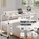 Overbed Table with Wheels, Overbed Desk with Adjustable Length and Height, Rolling Over Bed Desk, Queen Over The Bed Table on Wheels, Heavy Duty Laptop Table for Hospital and Home, 1.2m