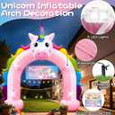 10FT Inflatable Unicorn Arch Outdoor Decorations Giant Inflatable Unicorn Rainbow Photo Backdrop with Built-in 5 LED Lights for Summer Beach Unicorn Pool Parties Girls Birthday Decor