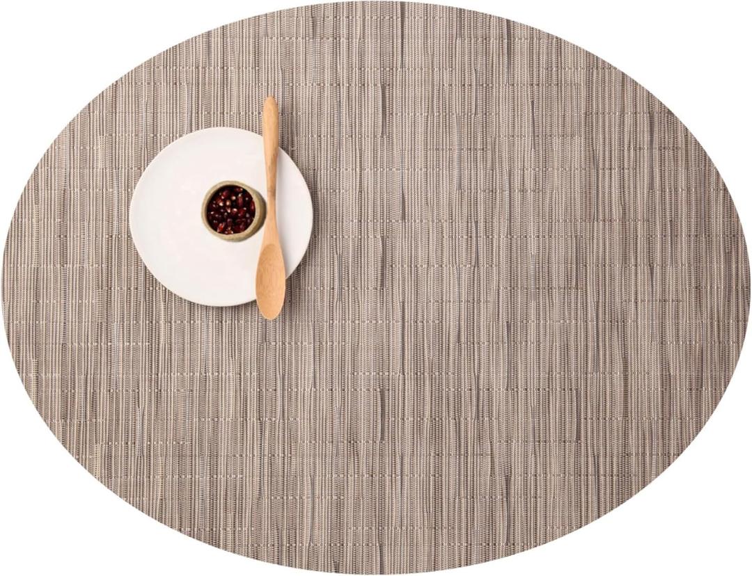 Chilewich Bamboo Placemats Set of 4 - Woven Oval Placemats - Reusable, Stain-Resistant, Indoor/Outdoor Tabletop Protection - 19" x 14" - Dune
