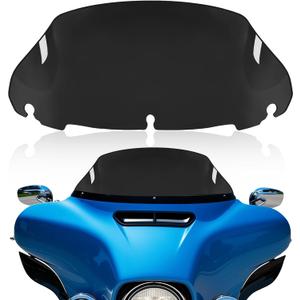 Black 9" Motorcycle Wave Windshield Windscreen Compatible for 2014-2023 Harley Davidson Touring Street Glide Electra Glide Tri Glide FLHX FLHXU FLHTC FLTR FLTR FLHTK FLHXSE