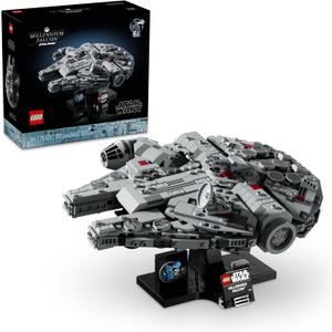 LEGO Star Wars Millennium Falcon 25th Anniversary Collectible - DIY Building Set for Adults, Men & Women, Ages 18+ - A New Hope Model with Display Stand - Star Wars Gift - 75375
