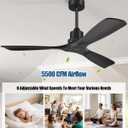 Forrovenco 60 Inch Ceiling Fans With Remote, 3 Wood Blades 60" Matte Black