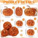 8 Pcs Fall Thanksgiving Pumpkin Decor Glitter Velvet Pumpkin for Home Rustic Farmhouse Artificial Decoration for Autumn Harvest Home Centerpiece Kitchen Thanksgiving Halloween(Orange)