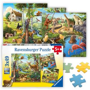 Ravensburger - Forest, Zoo & Farm Animals - 49 Piece Jigsaw Puzzle 3 Pack Set - Vibrant Colors - Deer, Horses & More - Larger Pieces - Premium Quality - Ideal Gift - Screen-Free Fun - Children Age 5+