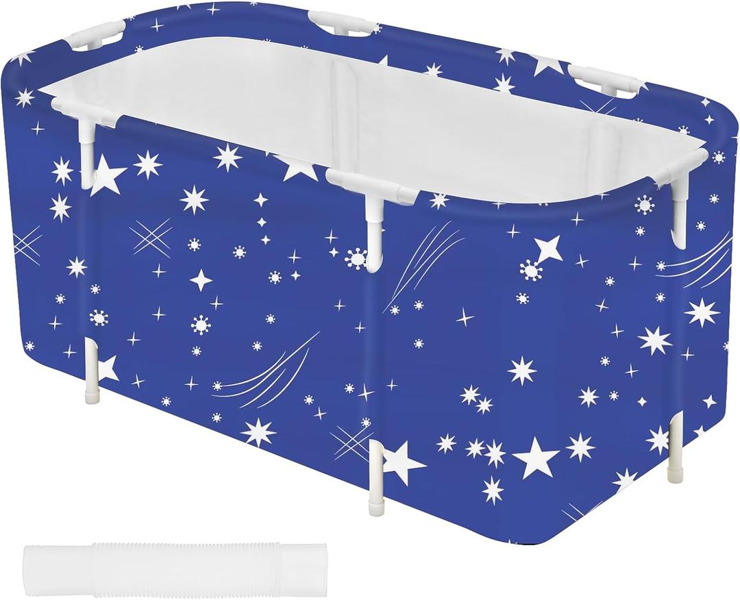 Portable Foldable Bathtub,Soaking Standing Bath Tub for Shower Stall, Easy to Assemble Collapsible Bathtub, Suitable for Travel, Camping and Outdoor Activities (Starry Sky, 45inch)