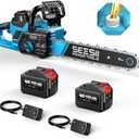 SEESII 40V 16-Inch Cordless Chainsaw: Brushless Electric Chain Saws with 24.0Ah Batteries & Charger, Tool-Free Chain Tension, Auto Oiling, for Tree Trimming, Wood Cutting, Yard Work