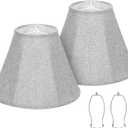 Bell Lamp Shades Set of 2, Gray Fabric Lampshades 6"Top x 13"Bottom x 10"High Medium Shade Replacement, Natural Linen Hand Crafted(Spider Fitter), Harp Holders Included, Easy Assembly Required