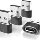 Elebase USB to USB C Adapter for iPhone 17 4Pack,USBC Female to A Male Car Charger Adapter,Type C Converter Apple 16 Pro Max 15 14 Plus,iWatch Watch 11 10 Se Ultra 3,iPad Air,Samsung Galaxy S25,Black