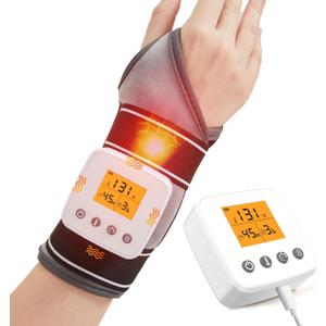 Rechargeable Wrist Heating Pad Wrap for Pain Relief, Heated Wrist Massager Heat Therapy for Carpal Tunnel Relief, Sprains, Swelling, Tendonitis Hand Pain, 3 Vibration Mode, 3 Heat Level, Auto Shut Off