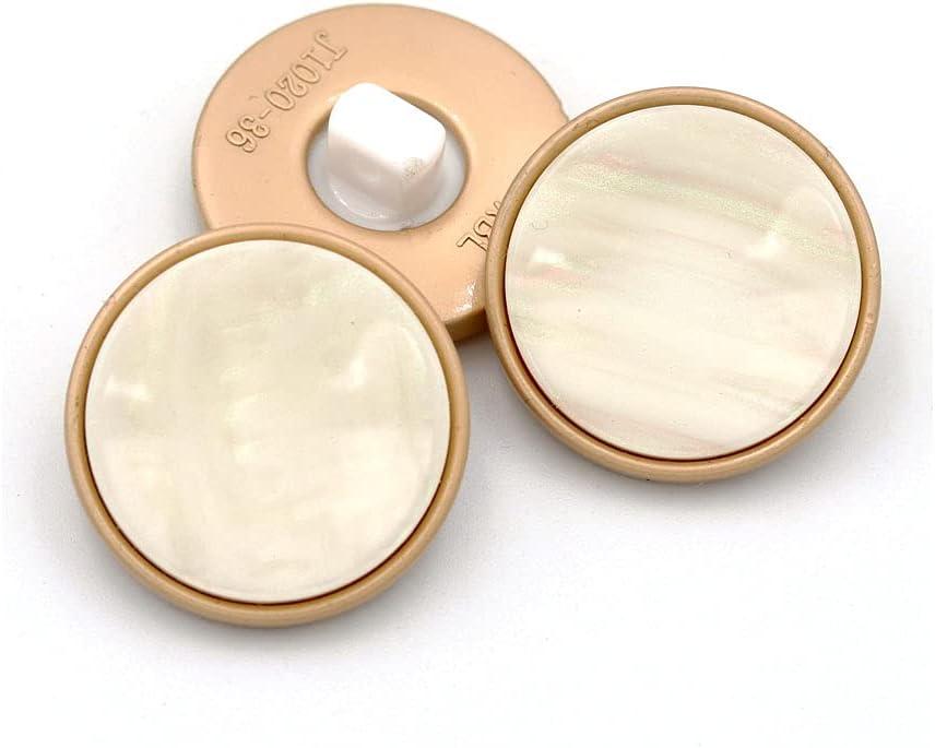 5 Pcs Round Metal Buttons Vintage Decorative Buttons for Craft Embellishments(White-2,18mm)