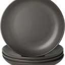 Stoneware Dinner Plates, 10 Inch Serving Dishes Set of 4 for Kitchen, Ceramic Dinnerware Dishes for Steak, Pancakes, Scratch Resistant Plate Set, Microwave & Dishwasher Safe, Matte Black
