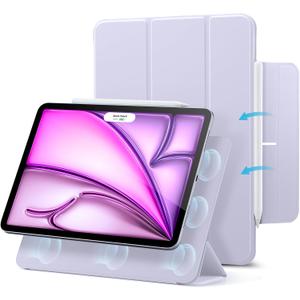 ESR for iPad Air 13 Inch Case M4/M3/M2 (2026/2025/2024), iPad Pro 12.9 Case, Powerful Magnetic Attachment, Slim Trifold Stand Case, Supports Pencil Pro & Pencil (USB-C), Rebound Series, Light Purple