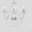 Plug-in 3 Light Crystal Hanging Pendant Lights Acrylic Chandelier with Clear Cord & On/Off Switch H19 D19 for Kitchen Island Girls' Room Dining Area Laundry Pavilion.