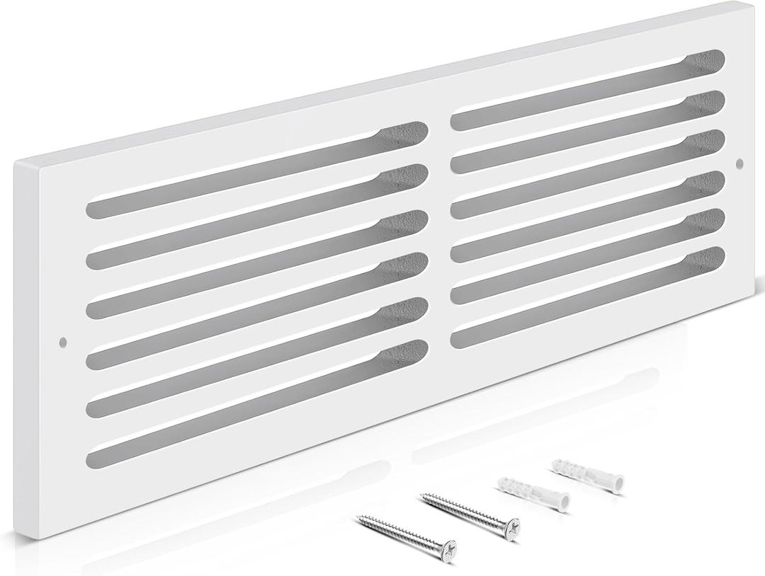 Leinuosen 1 Pcs 26 x 8 Inch Return Air Vent Cover Fit for 24 x 6 Inch Duct Opening Cold Air HVAC Wall Grille PVC for Sidewall and Ceiling Home Bathroom Kitchen Improvement