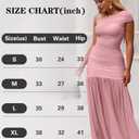 LAGSHIAN Women's Elegant Formal Long Dress One Shoulder Sleeveless Ruched Bodycon Evening Dress, Size Large