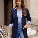 GRACE KARIN Womens Long Cardigans Trendy, Lightweight Knit Blazer, Casual Open Front Spring Sweaters with Pockets (Blue, L)