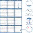 3 x 2026 Yearly Wall Calendar - Large Yearly Calendar 2026, Jan 2026 - Dec 2026, 25.2" x 38.2" (Open), 2026 Calendar, Large Wall Calendar 2026, Full Year Paper with Notes, Thicker Paper - Light blue