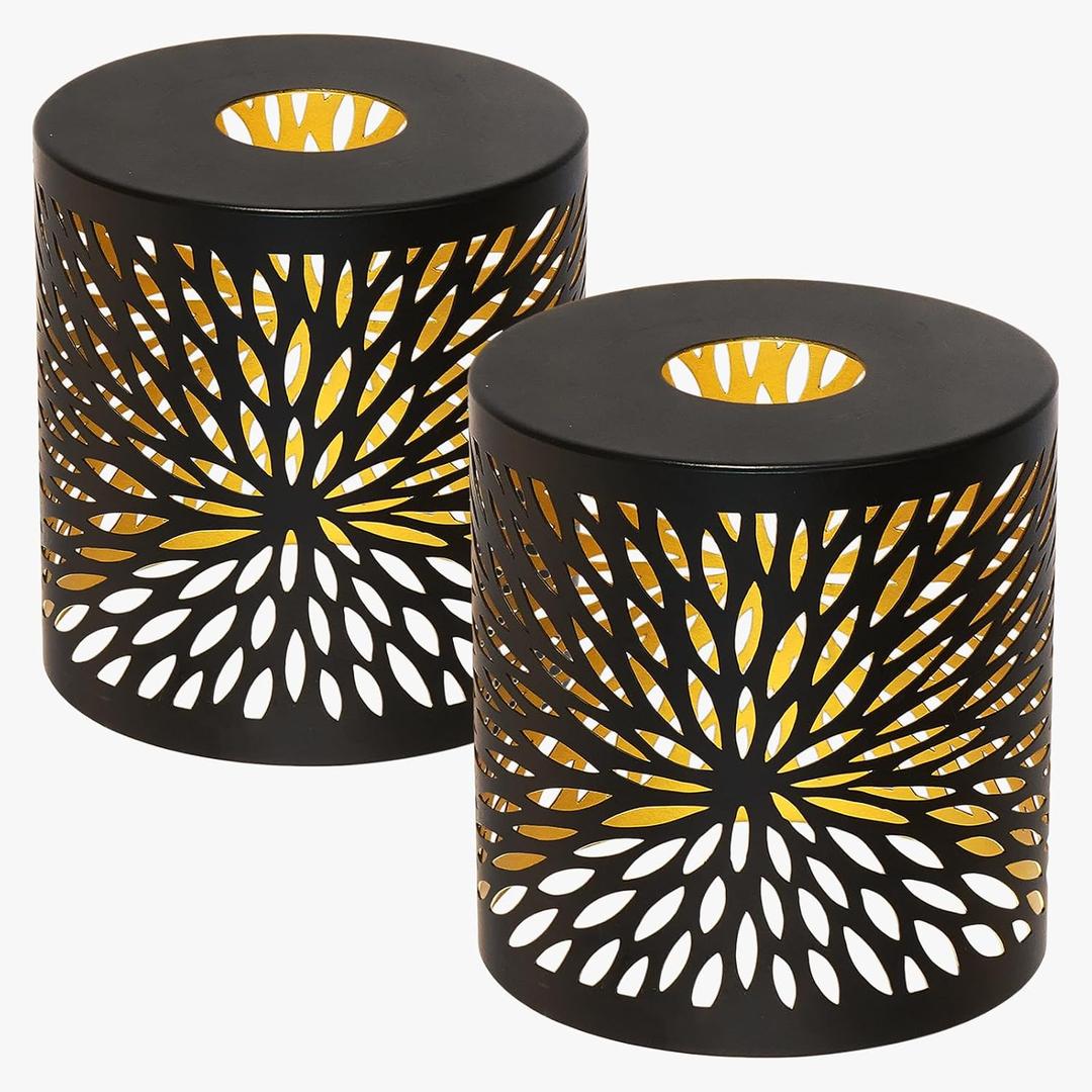 Metal Pendant Lamp Shades Set of 2, Cylinder Lamp Shade Light Fixture Replacement Metal Globe with 1-5/8-Inch Fitter Opening, Diameter 4.75 Height 5.0"