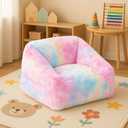 27 Inch Soft Faux Fur Bean Bag Chair with Sponge Filling - Ergonomic Lounge Chair for Teens, Comfortable Rainbow Color Bean Bag for Bedroom, Living Room, Dorm(Set of 1)